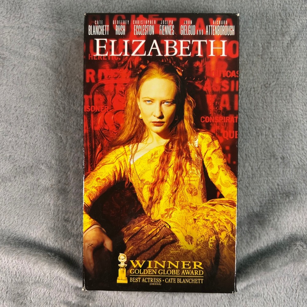 Elizabeth VHS 1999 Cate Blanchett Geoffrey Rush Historical Drama Movie Tape